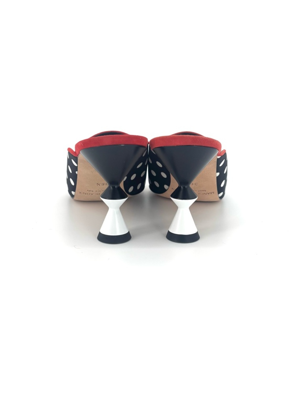 Manolo Blahnik Cciolo Polka Dot Pointed Toe Sculptural Heel Mule Pumps 36.5 - Picture 4 of 9